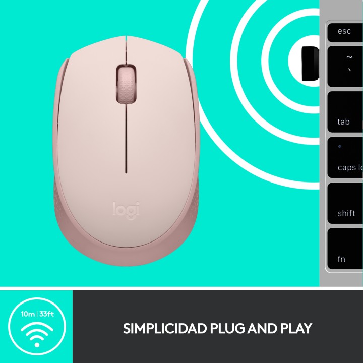 Ratón LOGITECH M171 Wireless Rosa (910-006865)