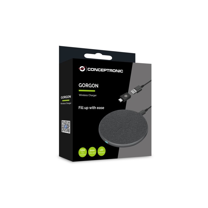 Cargador Inalámbrico QI CONCEPTRONIC 15W (GORGON03G)
