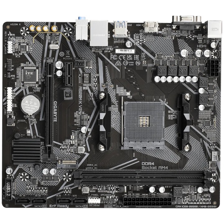 GIGABYTE A520M K V2: (AM4) 2DDR4 HDMI VGA RJ45 mATX