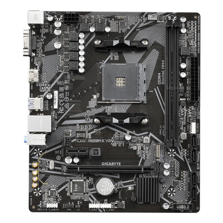 GIGABYTE A520M K V2: (AM4) 2DDR4 HDMI VGA RJ45 mATX