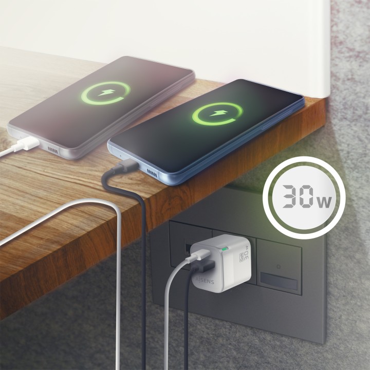 Cargador Pared AISENS Usb-A Usb-C 30W (ASCH-30W2P004-W)