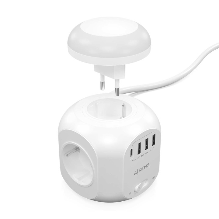 Regleta AISENS 4xSchuko 4xUSB Blanca (ASPS-3A1CL01-W)