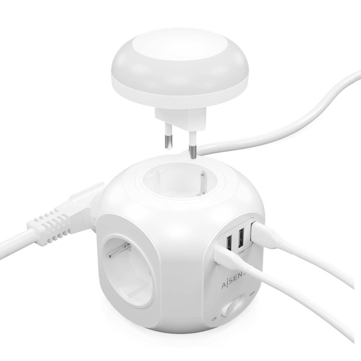 Regleta AISENS 4xSchuko 4xUSB Blanca (ASPS-3A1CL01-W)