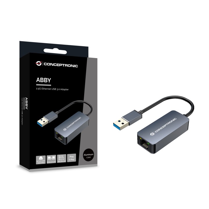 Adaptador CONCEPTONIC USB-A 3.0 a RJ45 Gris (ABBY12G)