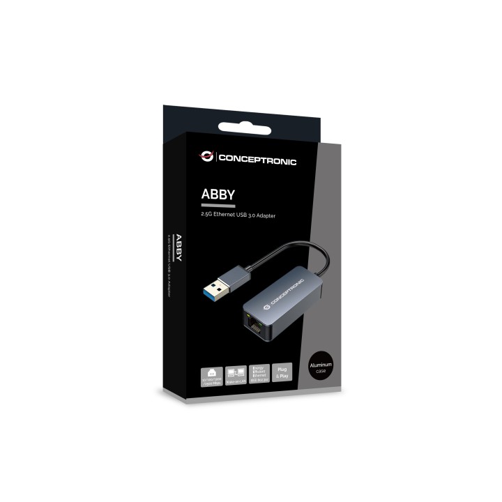 Adaptador CONCEPTONIC USB-A 3.0 a RJ45 Gris (ABBY12G)