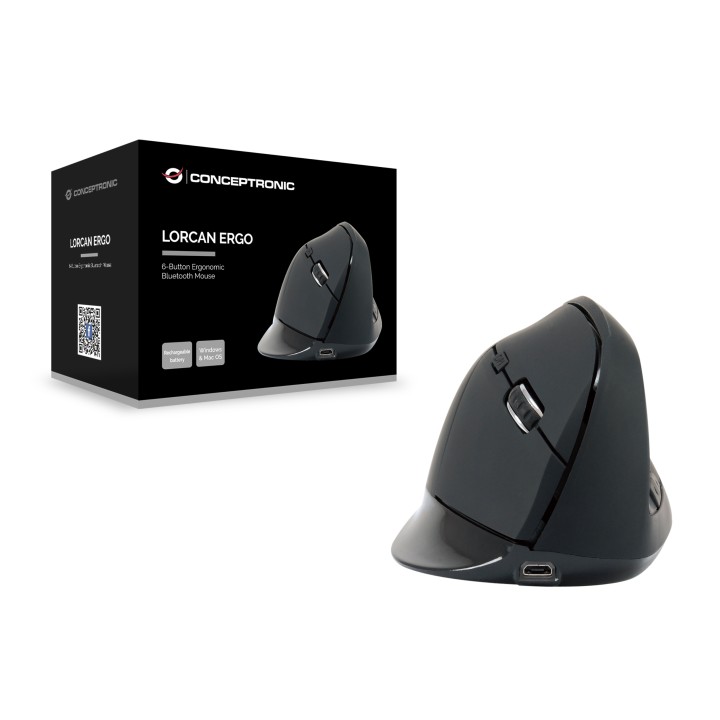 Ratón CONCEPTRONIC Óptico BT 1600dpi Negro (LORCAN03B)