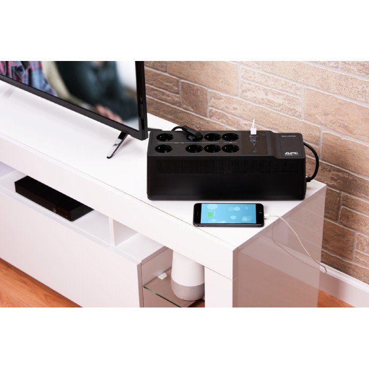 S.A.I. APC 850VA 520W 8xSchuko USB Negra (BE850G2-GR)