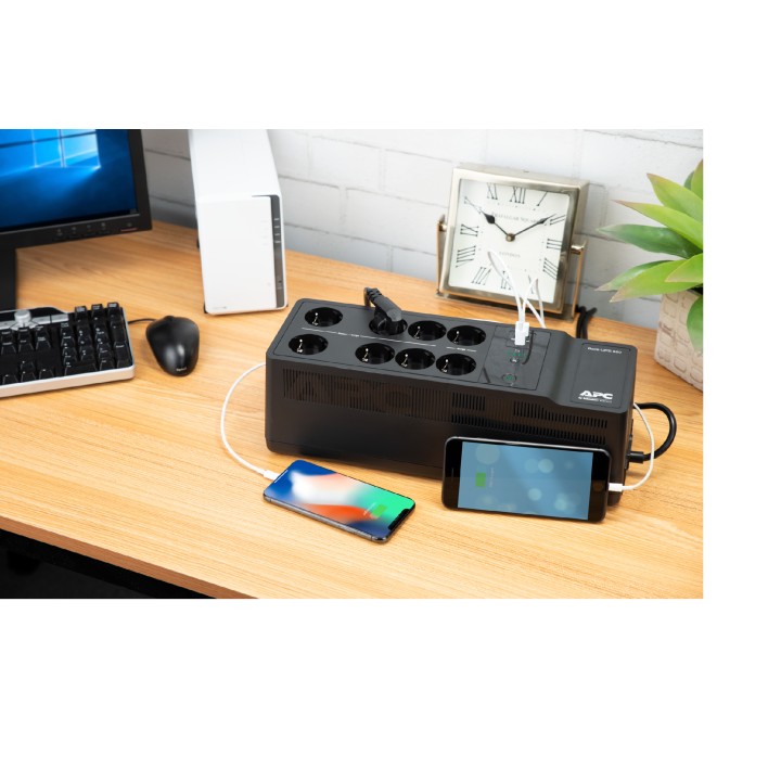 S.A.I. APC 850VA 520W 8xSchuko USB Negra (BE850G2-GR)