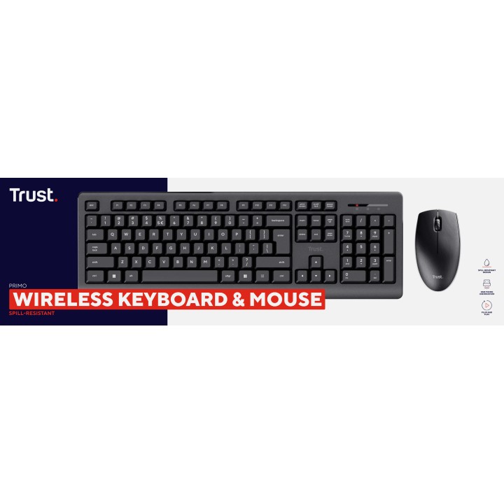 Teclado+Ratón Trust Primo Wireless Negro (25433)
