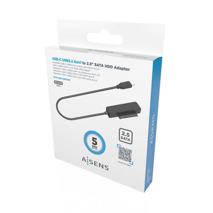 Adaptador AISENS SATA a USB-C Negro (ASE-25C04B)