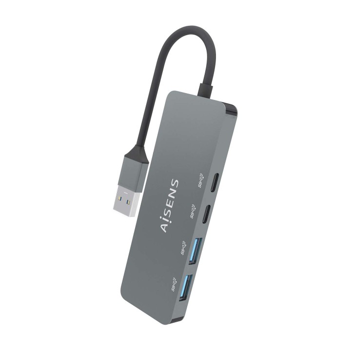 Hub AISENS USB-A a 2xUSB-A/2xUSB-C Gris (A106-0696)