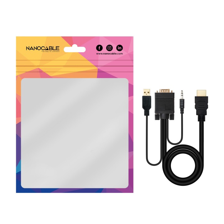 Nanocable HDMI/M a VGA/Jack/USB-A/M Negro (10.15.4350)