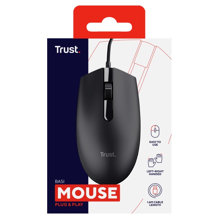 Ratón Trust Basi Óptico USB-A Negro (24271)