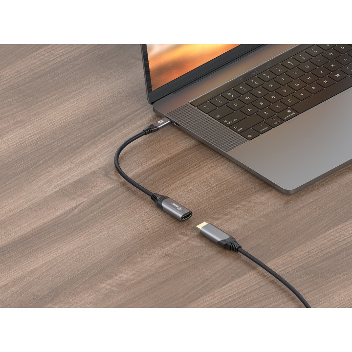Cable EQUIP USB-C/M a HDMI/H 15cm Negro/Gris (EQ133492)