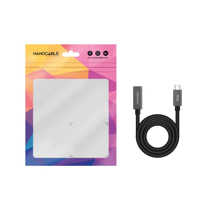 Nanocable USB-C/M a USB-C/H 1.5m Negro(10.01.4401-L150)