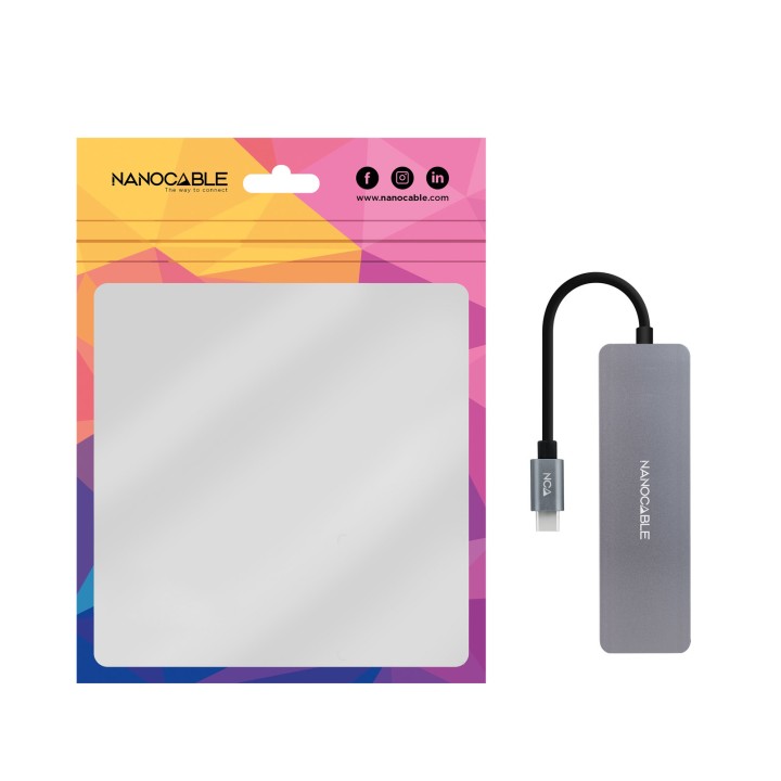 Hub Nanocable USB-C a 1xUSB-A/1xUSB-C Gris (10.16.4409)