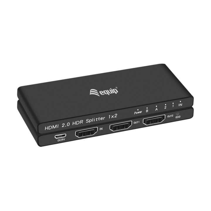 Splitter EQUIP 4K 1xHDMI In 2xHDMI Out Negro (EQ332716)