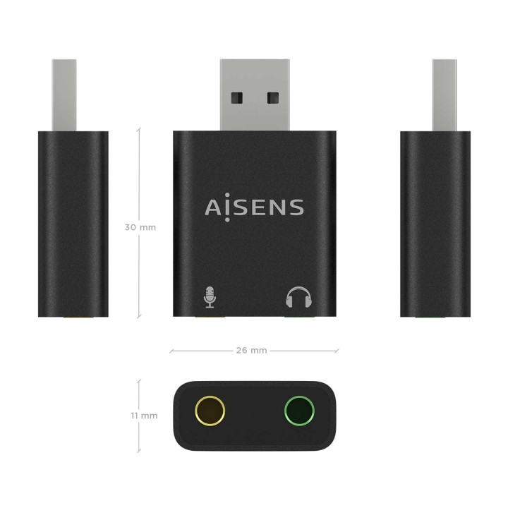 Tarjeta de Sonido AISENS USB-A/M-2x3.5mm/H (A106-0768)