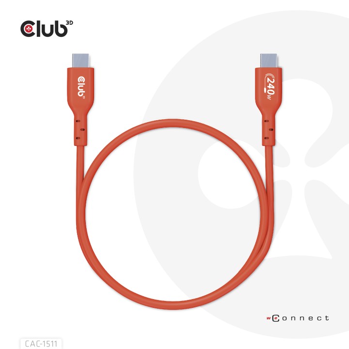 Cable Club 3D USB-C PD 240W 1m M/M Naranja CAC-1511