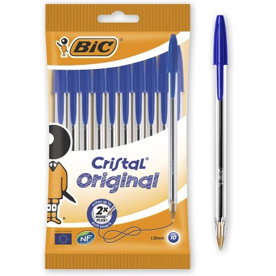 BIC BOLÍGRAFO CRISTAL ORIGINAL AZUL BLISTER 10 UNIDADES