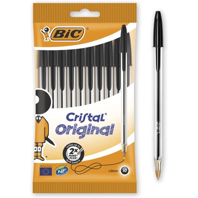 BIC BOLÍGRAFO CRISTAL ORIGINAL NEGRO BLISTER 10 UNIDADES