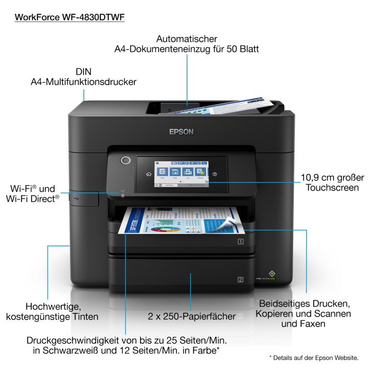 Multif Epson WF-4830DTWF A4 Color Negra (C11CJ05402