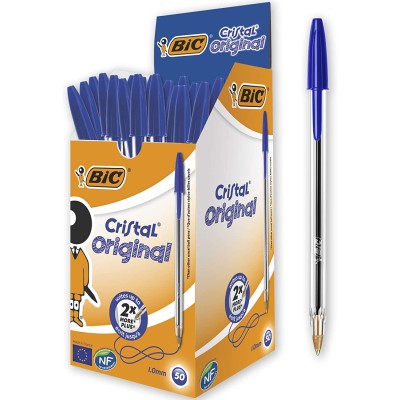 BIC BOLÍGRAFO CRISTAL ORIGINAL AZUL CAJA 50 UNIDADES