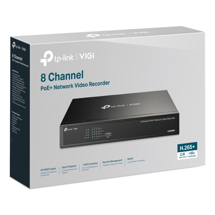 Vídeograbador TP-Link H.265+ 8Ch PoE (VIGI NVR1008H-8P)