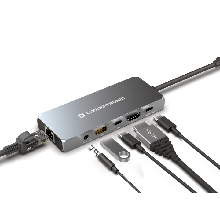 Dock CONCEPTRONIC 6en1 USB4 a HDMI/USB/RJ45 (DONN22G)