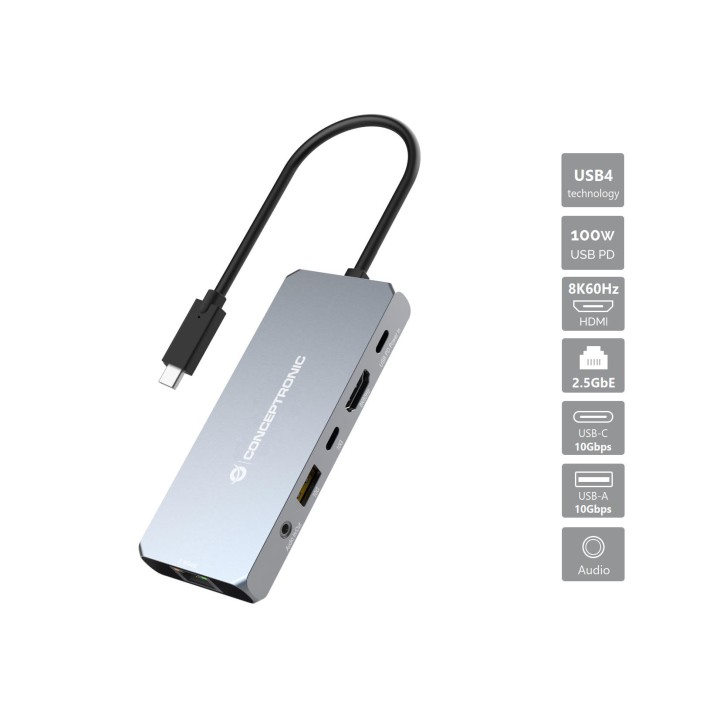 Dock CONCEPTRONIC 6en1 USB4 a HDMI/USB/RJ45 (DONN22G)