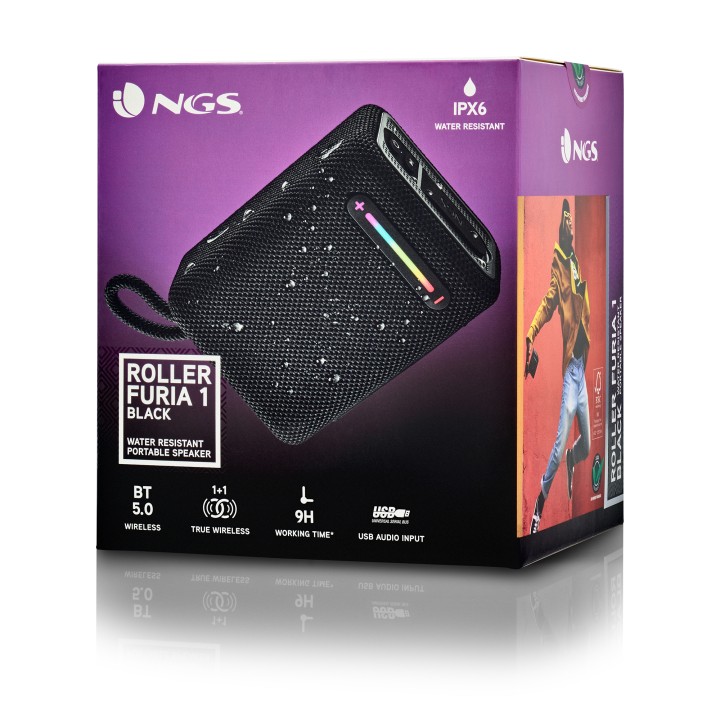 Altavoz NGS 15W Bluetooth USB Negro (ROLLERFURIA1BLACK)