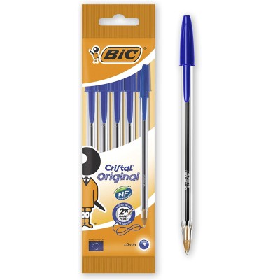 BIC AZUL BOLÍGRAFO CRISTAL ORIGINAL BLISTER 5 UNIDADES