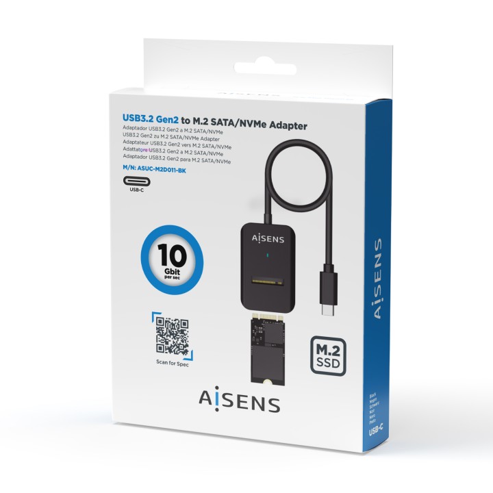 Dock AISENS USB-C SSD M.2 SATA/NVMe (ASUC-M2D011-BK)