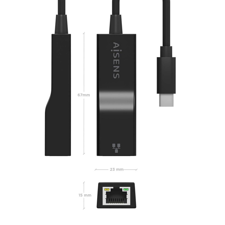 Adaptador AISENS USB-C/M a RJ45/H 11cm Negro(A109-0765)