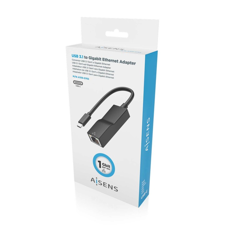 Adaptador AISENS USB-C/M a RJ45/H 11cm Negro(A109-0765)