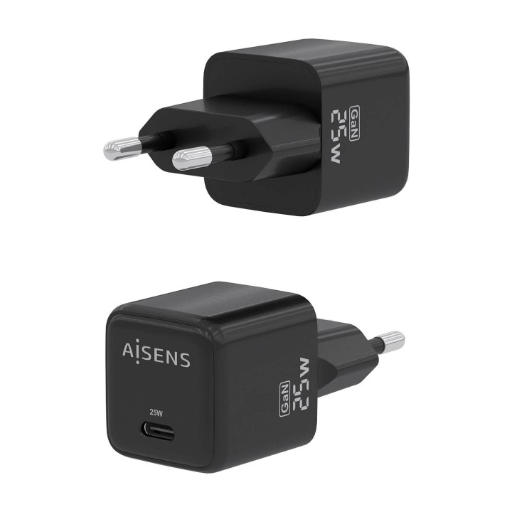 Cargador Pared AISENS GaN 25W USB-C (ASCH-25W1P013-BK)