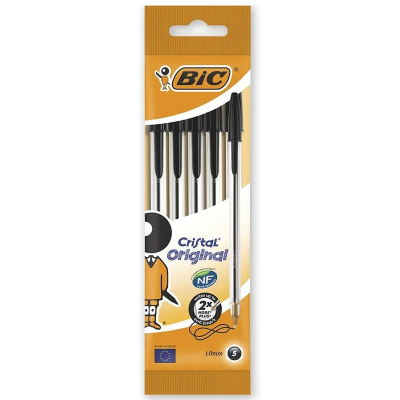 BIC NEGRO BOLÍGRAFO CRISTAL ORIGINAL BLISTER 5 UNIDADES