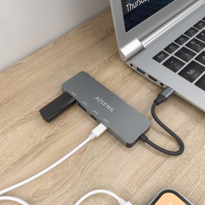 Hub AISENS USB-C a 2xUSB-A/2xUSB-C Gris (A109-0694)