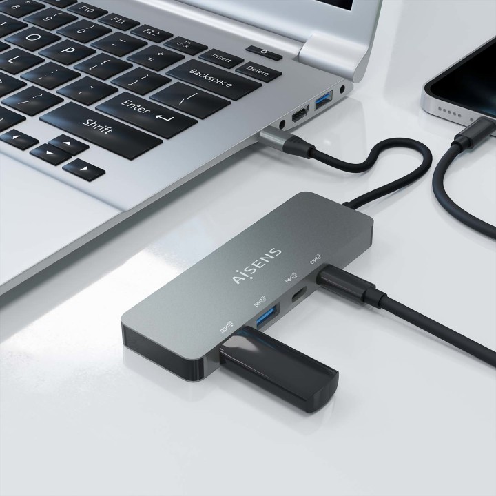 Hub AISENS USB-C a 2xUSB-A/2xUSB-C Gris (A109-0694)