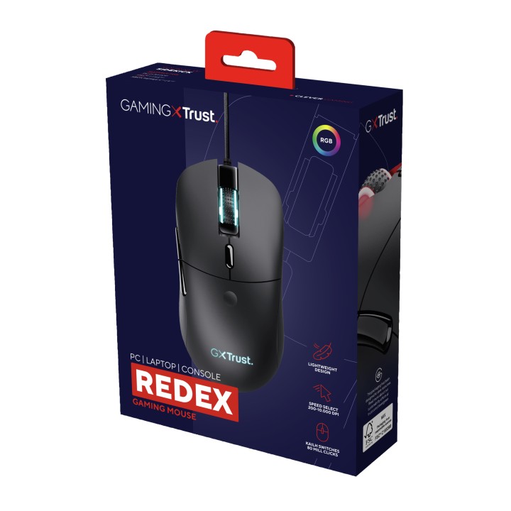 Ratón Gaming Trust GTX981 Redex RGB USB-A Negro (24634)
