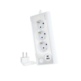 Regleta Nanocable 3xSchuko 2xUSB Blanca (10.37.0013-W)