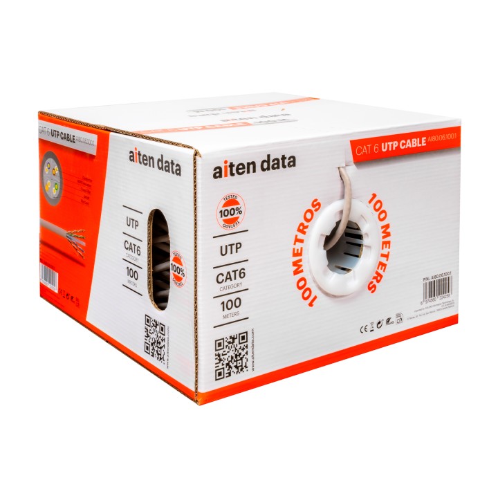 Cable Red Aiten Data Cat6 UTP 100m Gris (AI80.06.100)