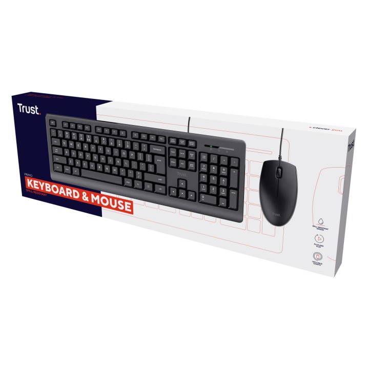 Teclado+Ratón Trust Primo USB-A 1.8m Negro (23972)