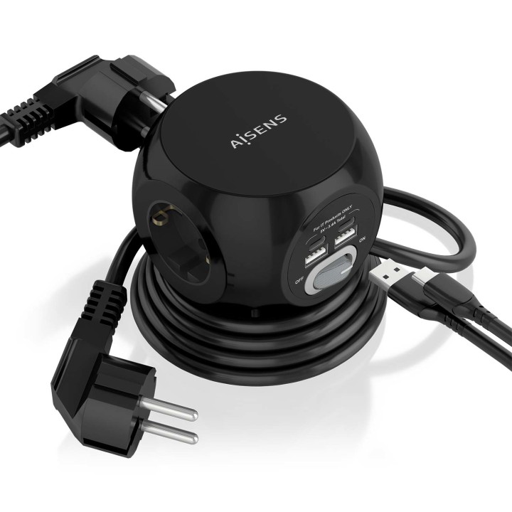 Regleta AISENS 3Schuko 4USB Interruptor(ASPS-2A2C05-BK)
