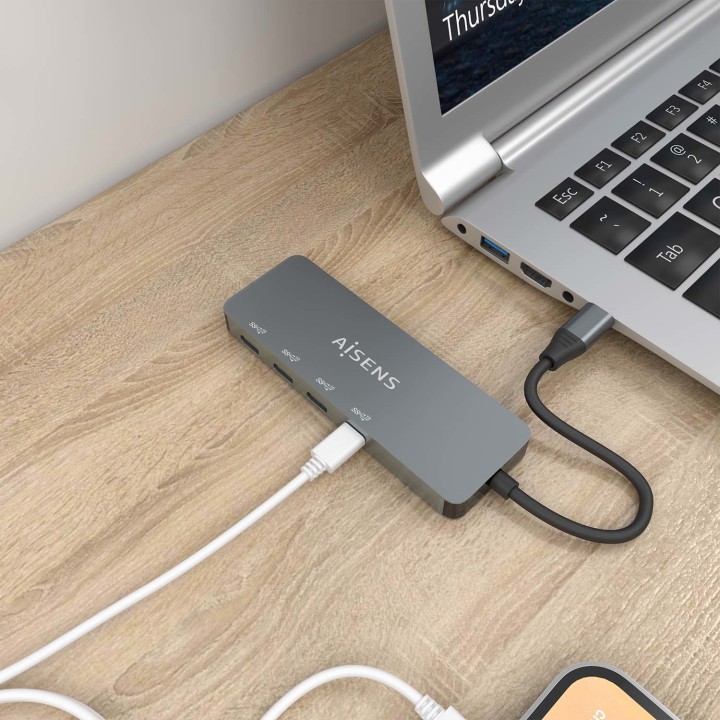 Hub AISENS USB-C a 4xUSB-C Gris (A109-0695)