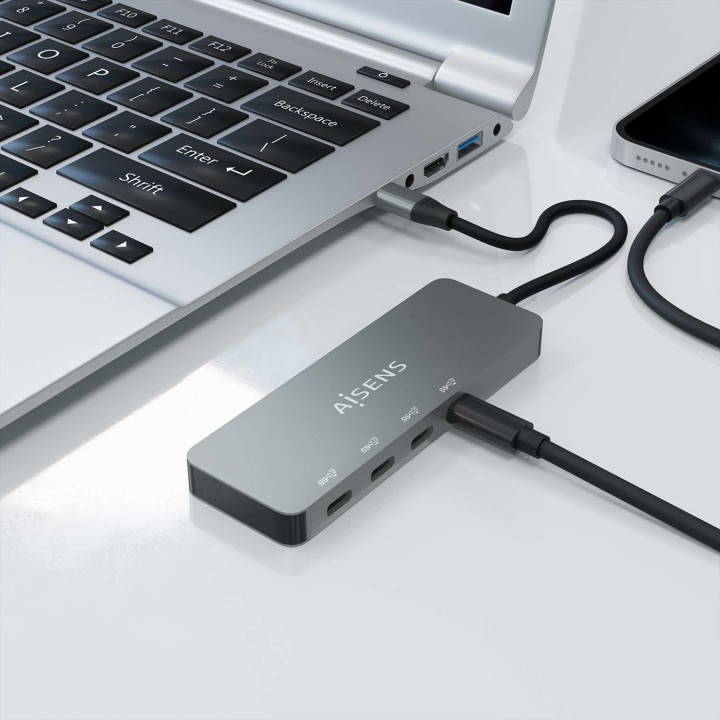 Hub AISENS USB-C a 4xUSB-C Gris (A109-0695)