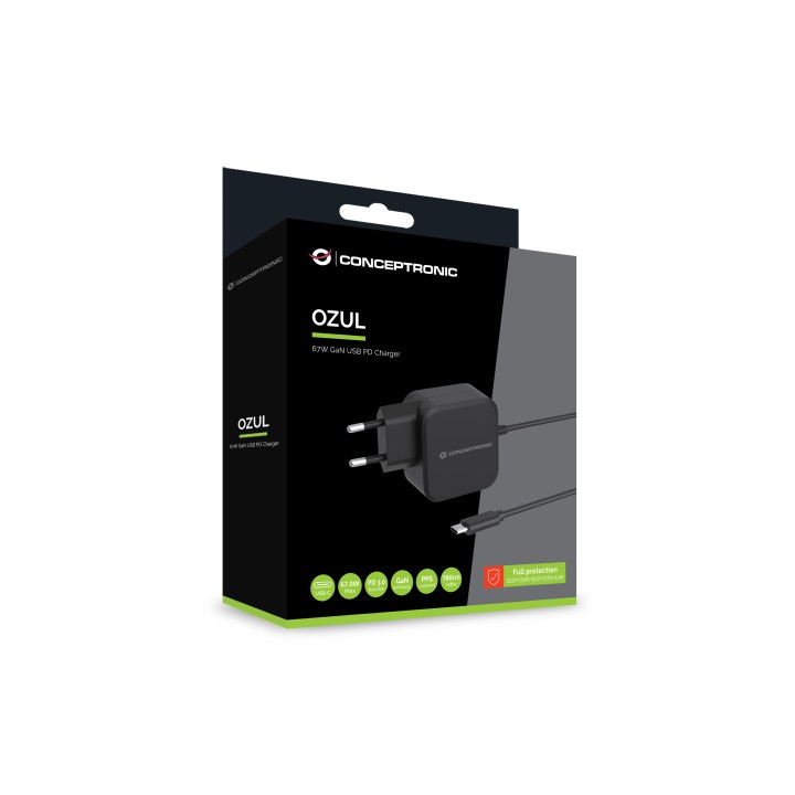 Cargador Pared CONCEPTRONIC 67W +Cable Usb-C (OZUL04BE)
