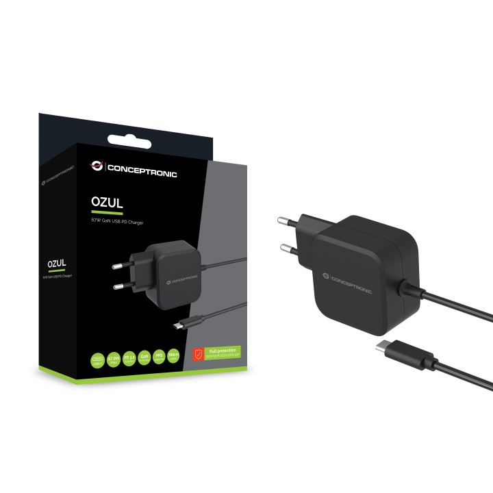 Cargador Pared CONCEPTRONIC 67W +Cable Usb-C (OZUL04BE)