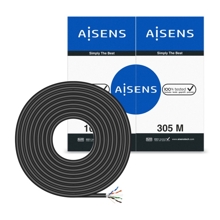 Cable AISENS RJ45 Cat.6 FTP Ext 305m Negro (A135-0674)