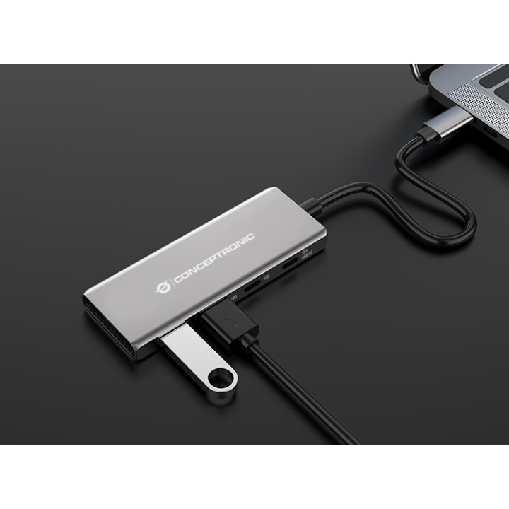 Hub CONCEPTRONIC USB-C a 2xUSB-C/2xUBC-A (HUBBIES15G)